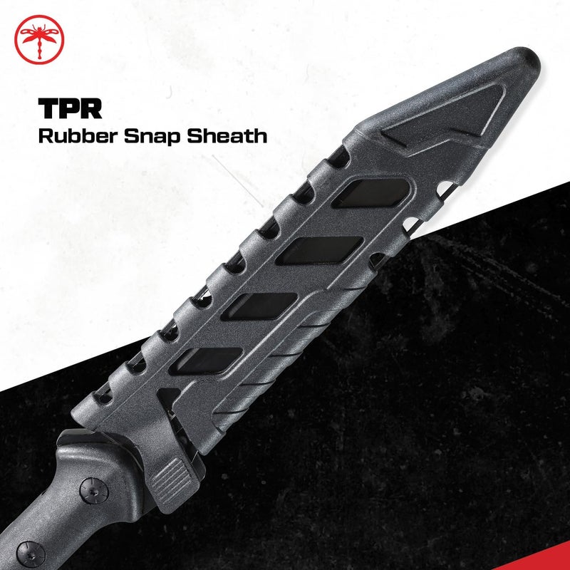 Sheffield STAK 11822 Tac Javelin Spear, Gifts for Men, 44" Utility Spear for Camping, Hunting, and Bushcraft, 8" Partially Serrated Tanto Blade Spear Head, TPR Snap Sheath - Image 5